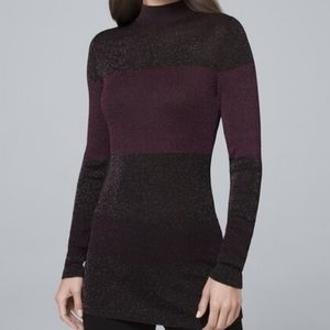 New WHBM Metallic Colorblock Sweater Tunic Top Med